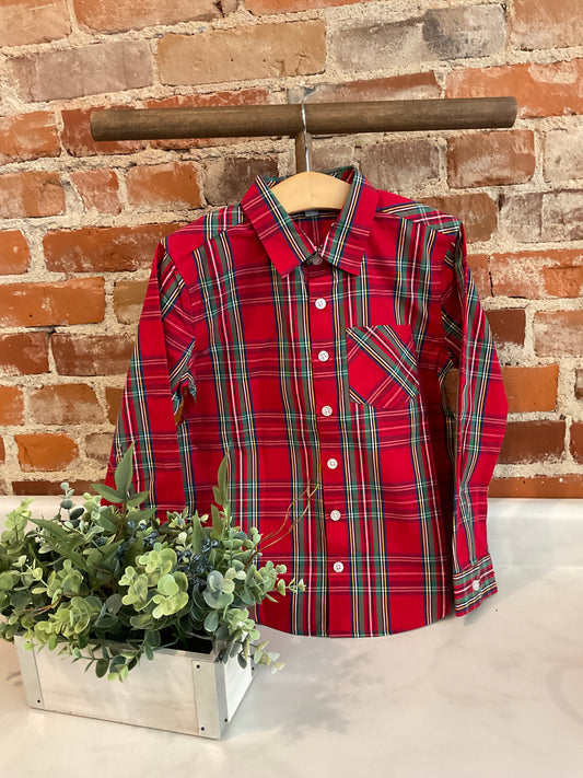 It’s The Season Plaid Long Sleeve Button Down Shirt