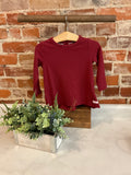 Dark Cherry Waffle Knit Long Sleeve Bow Back Top