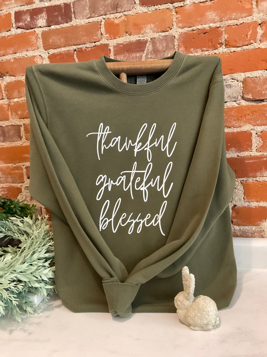Thankful Grateful Blessed Unisex Crewneck Sweatshirt