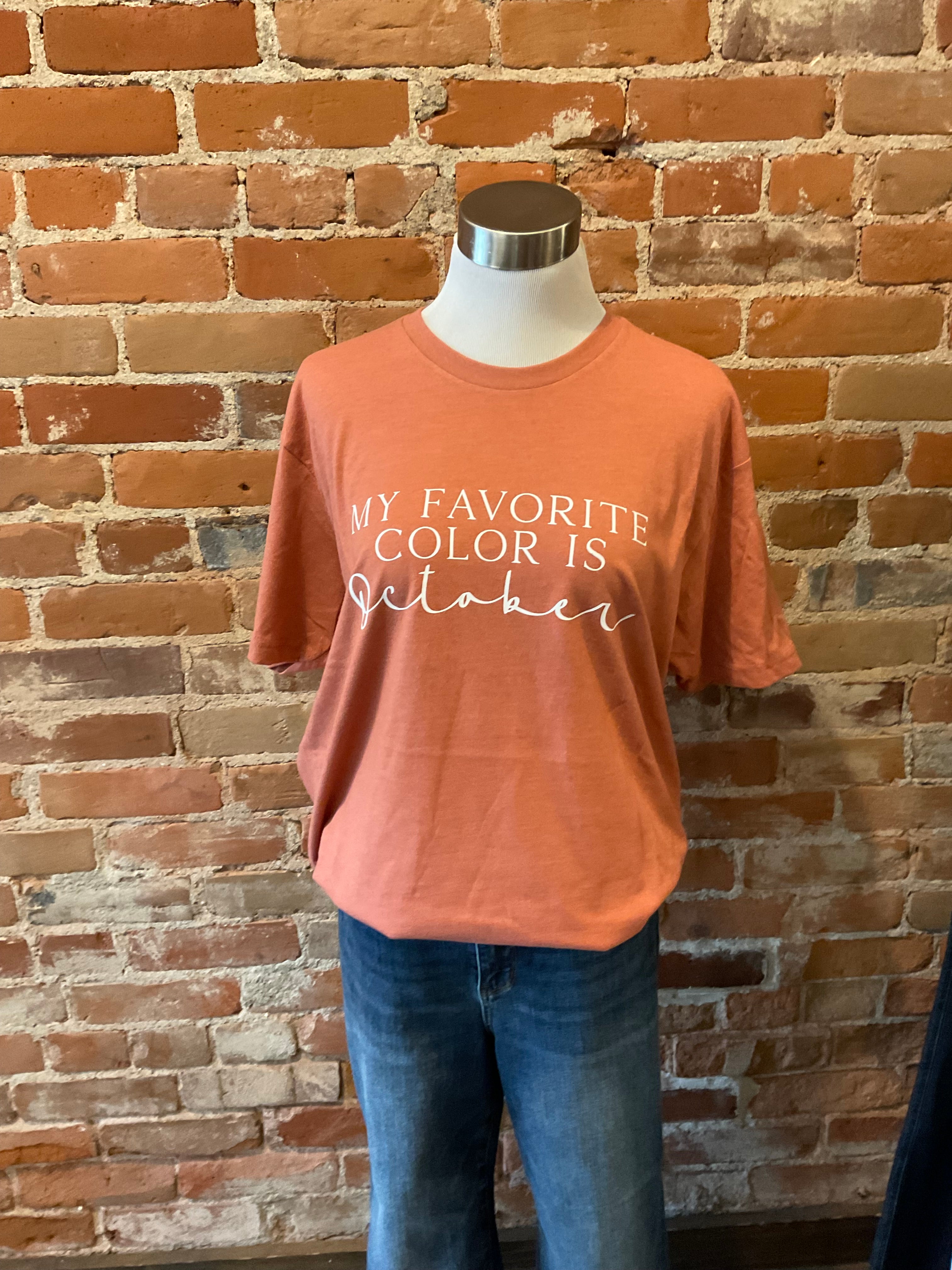 My Favorite Color is October Adult Short Sleeve Tee