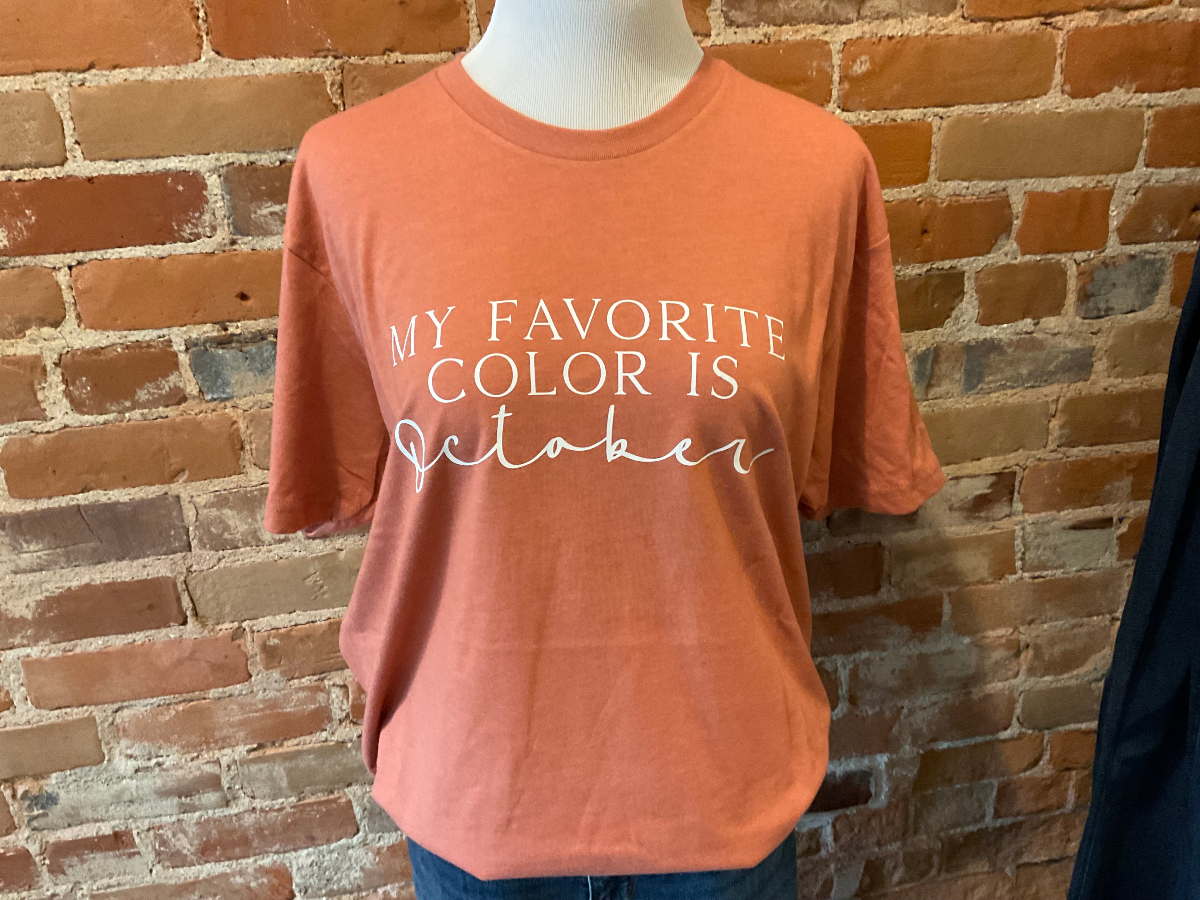 My Favorite Color is October Adult Short Sleeve Tee
