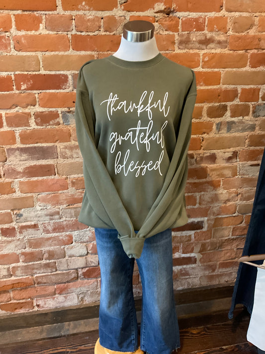 Thankful Grateful Blessed Unisex Crewneck Sweatshirt