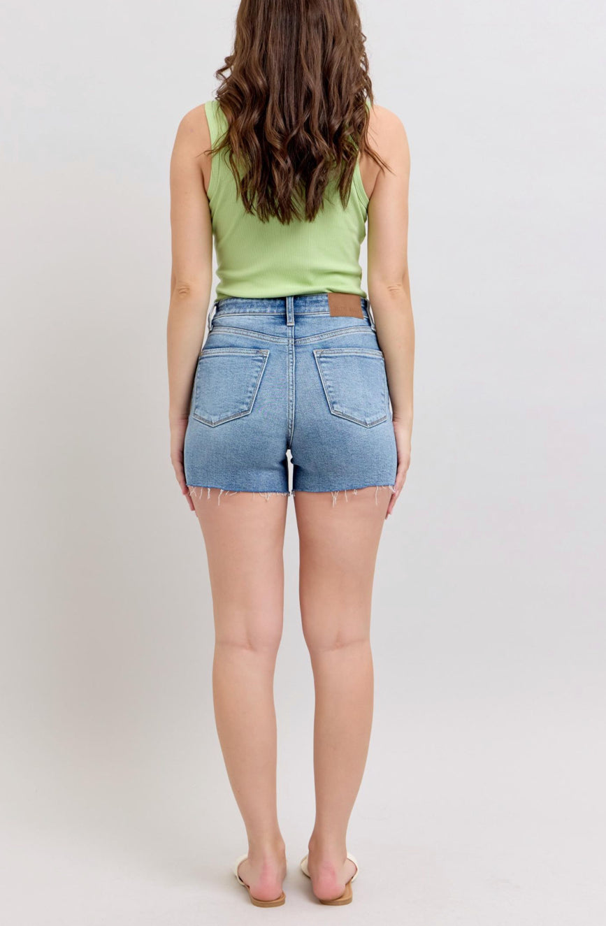 Judy Blue High Waist Shorts with Stitch Over Destroy Detail