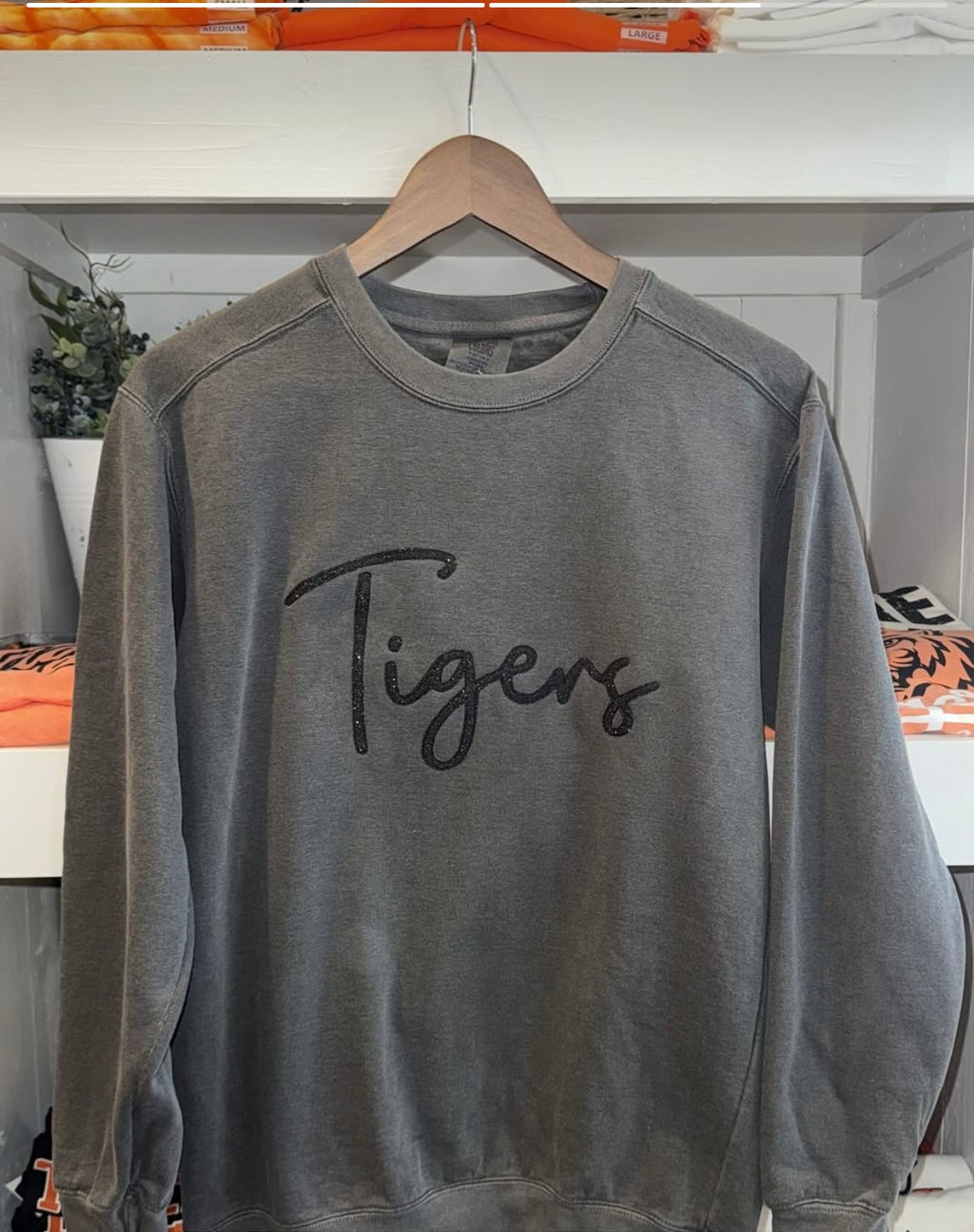 Glitter Scripted Tiger Crewneck