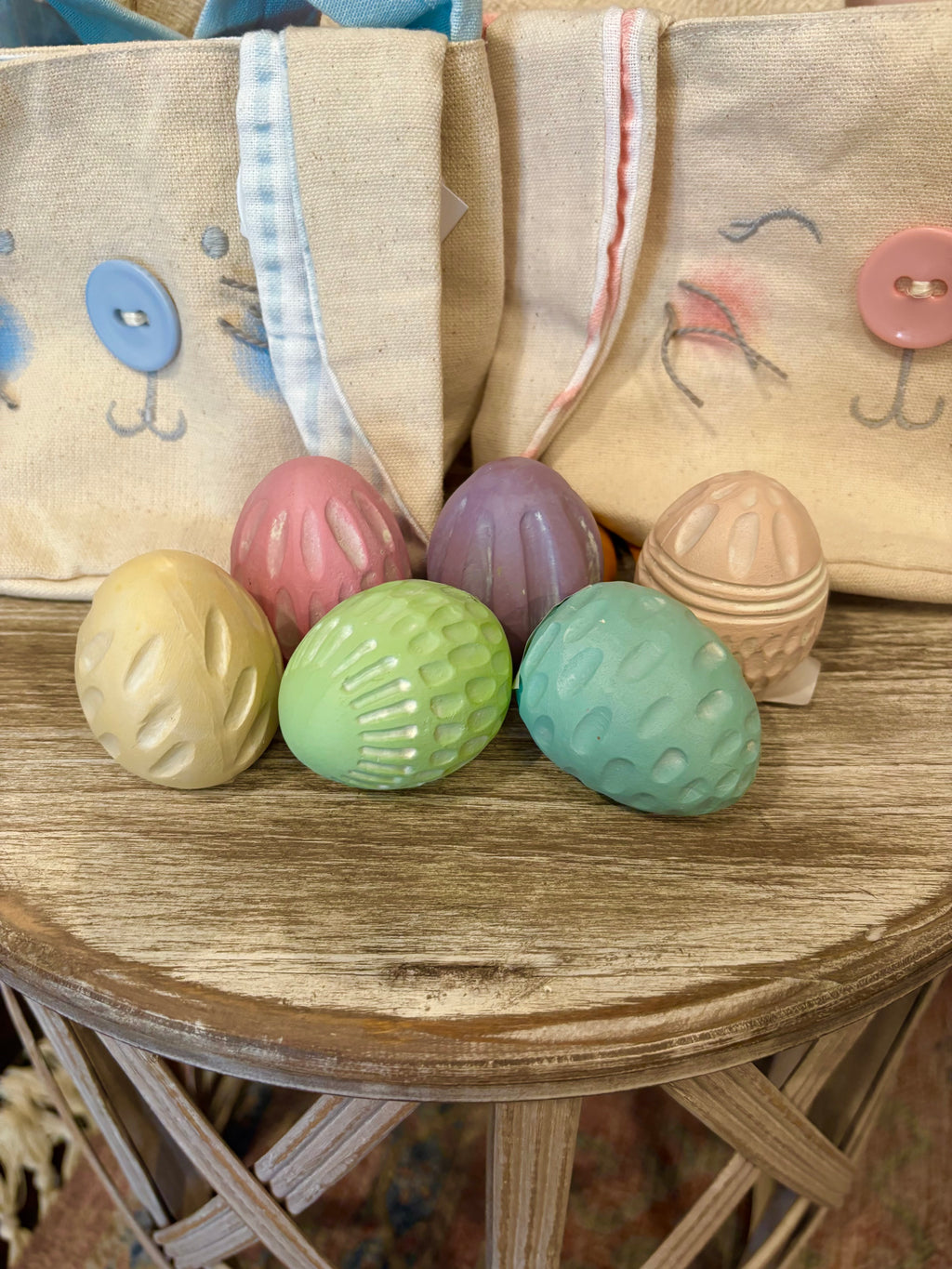 Collection Of Carved Set Of 6 Eggs Easter Accent