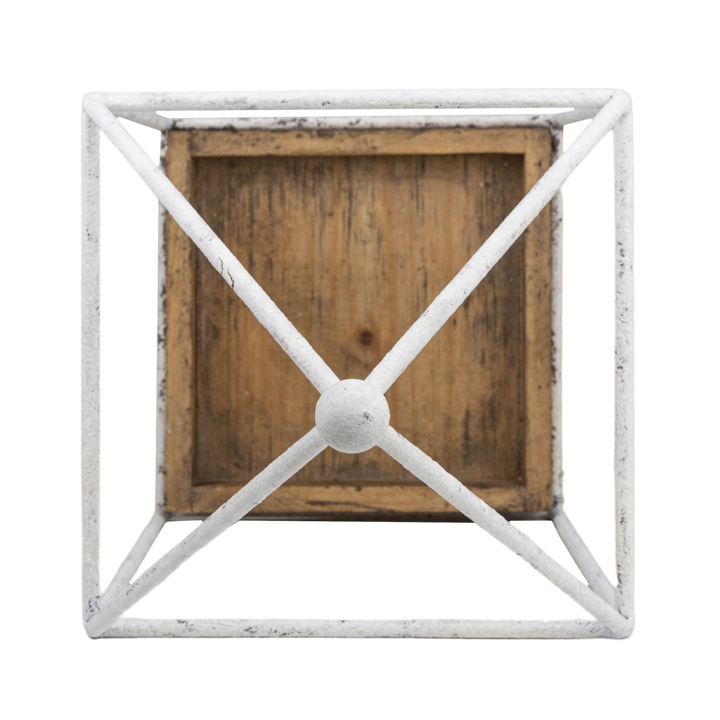 Belle Platform Tray White Metal & Wood
