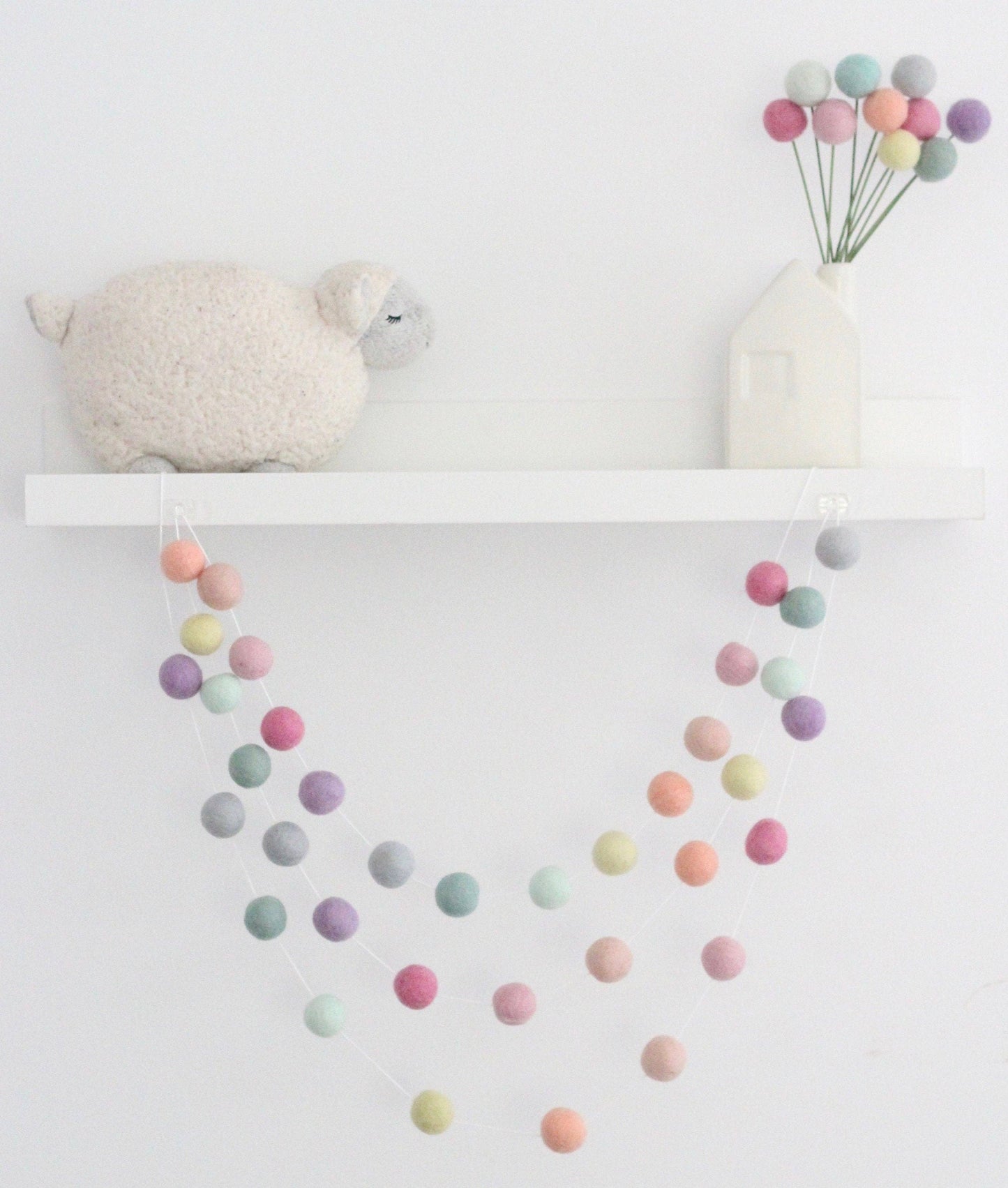 Rainbow Sorbet Felt Ball Garland