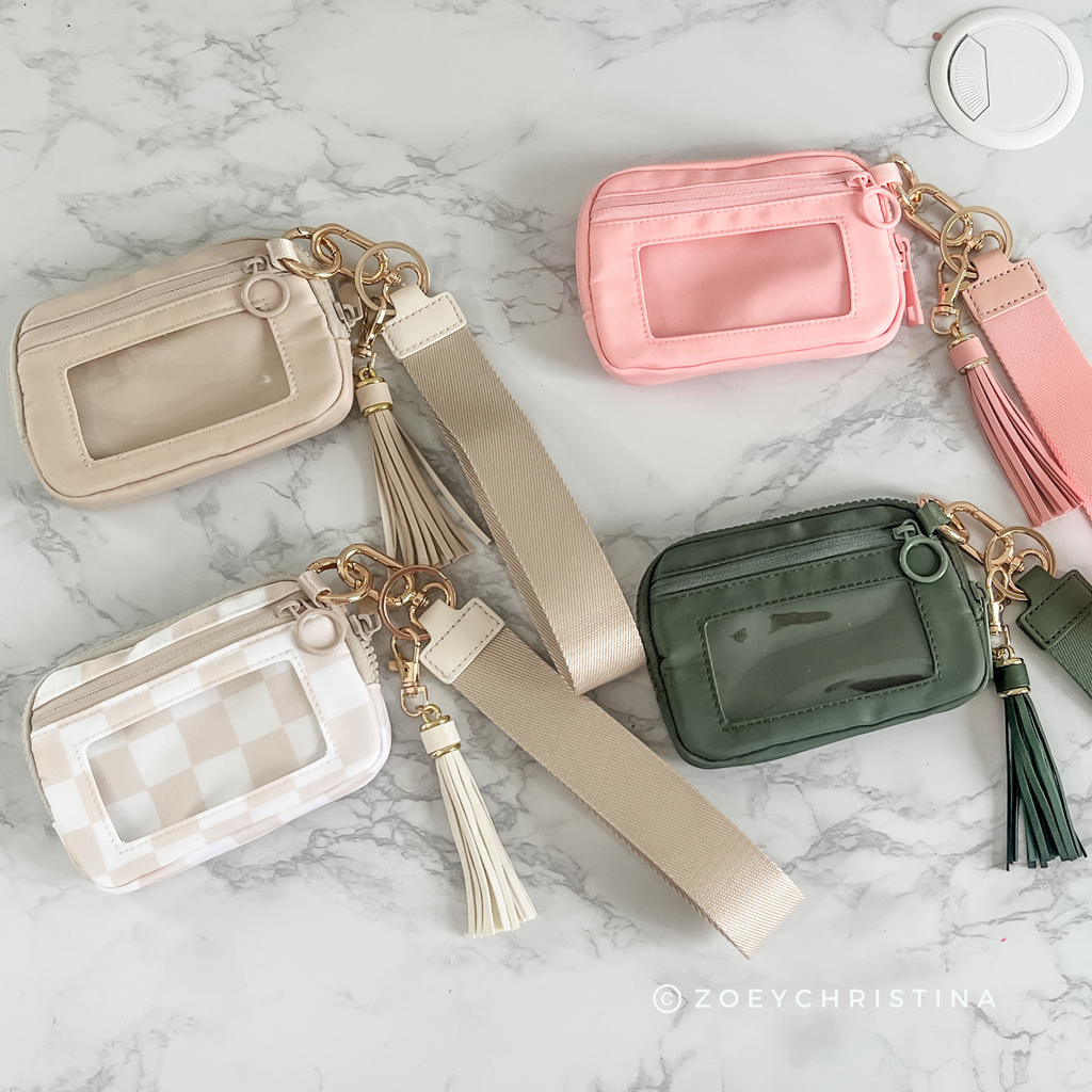 Tassel Zipper Wristlet Wallet with Clear ID Slot – 4 Colors