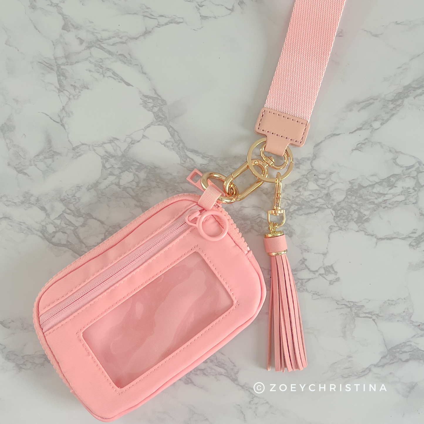 Tassel Zipper Wristlet Wallet with Clear ID Slot – 4 Colors
