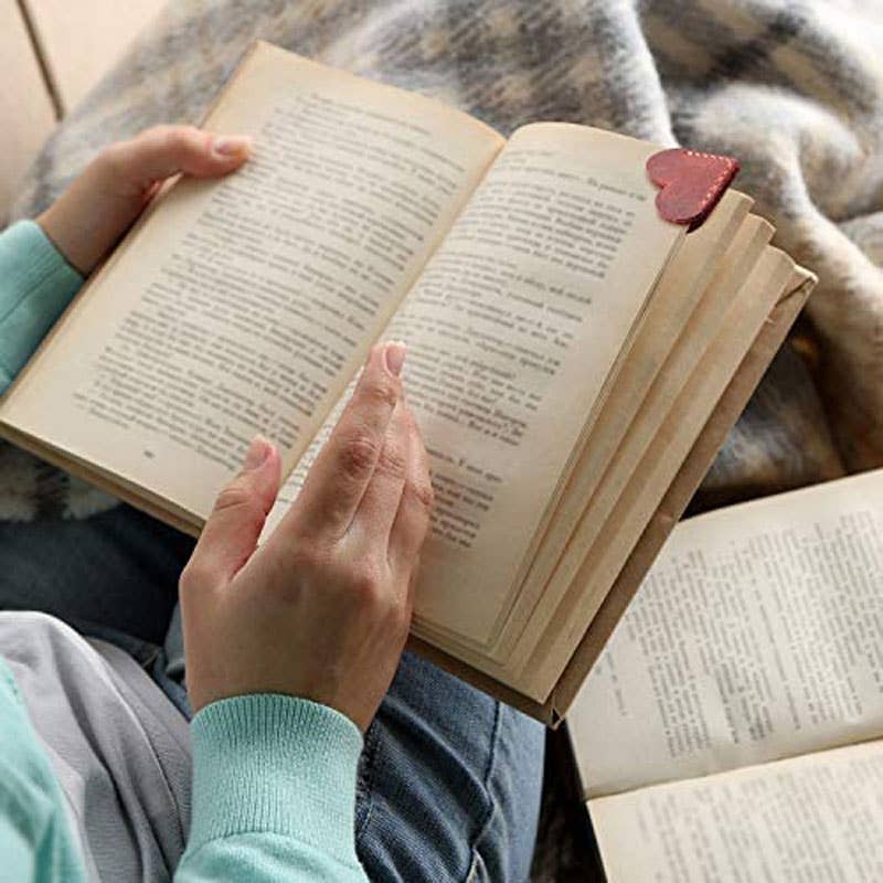 Leather Heart Bookmark, Reader Gift, Book accessories