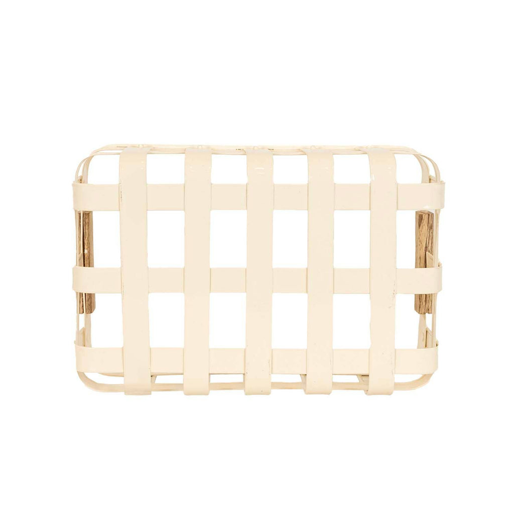 Clement Set 3 Kitchen Baskets White Metal Wood Handles