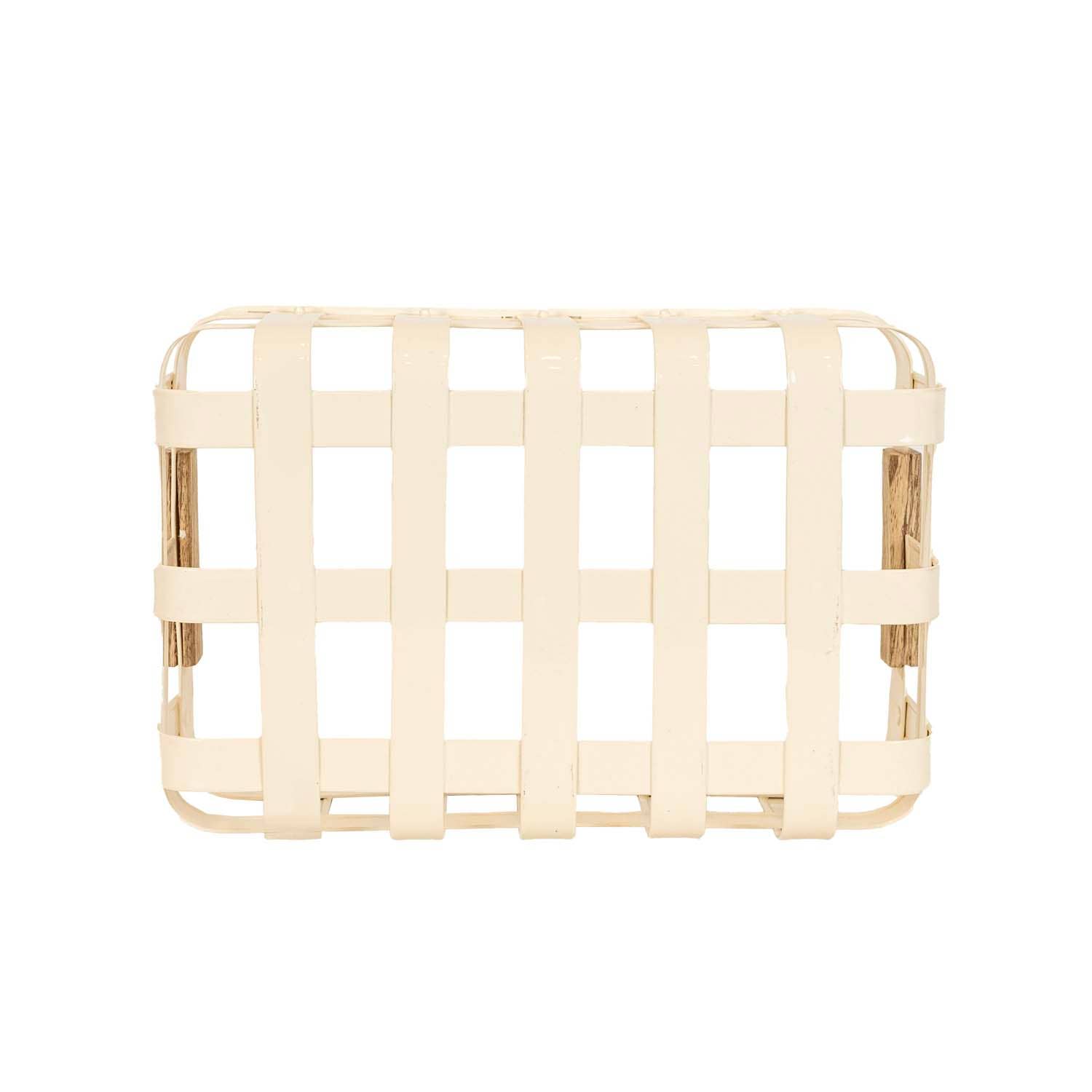 Clement Set 3 Kitchen Baskets White Metal Wood Handles