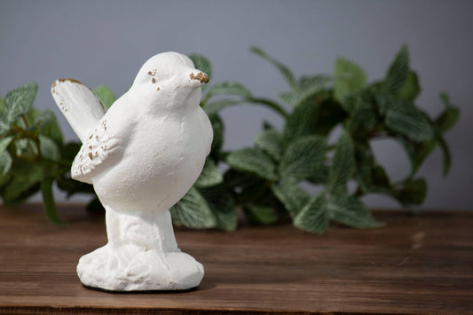 Flora White Vintage Antique Metal Bird Figurine