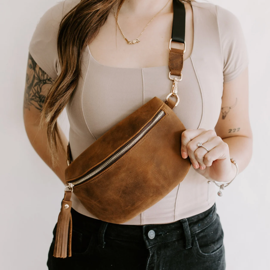 Genuine Leather Fanny Pack Adjustable Crossbody Bag