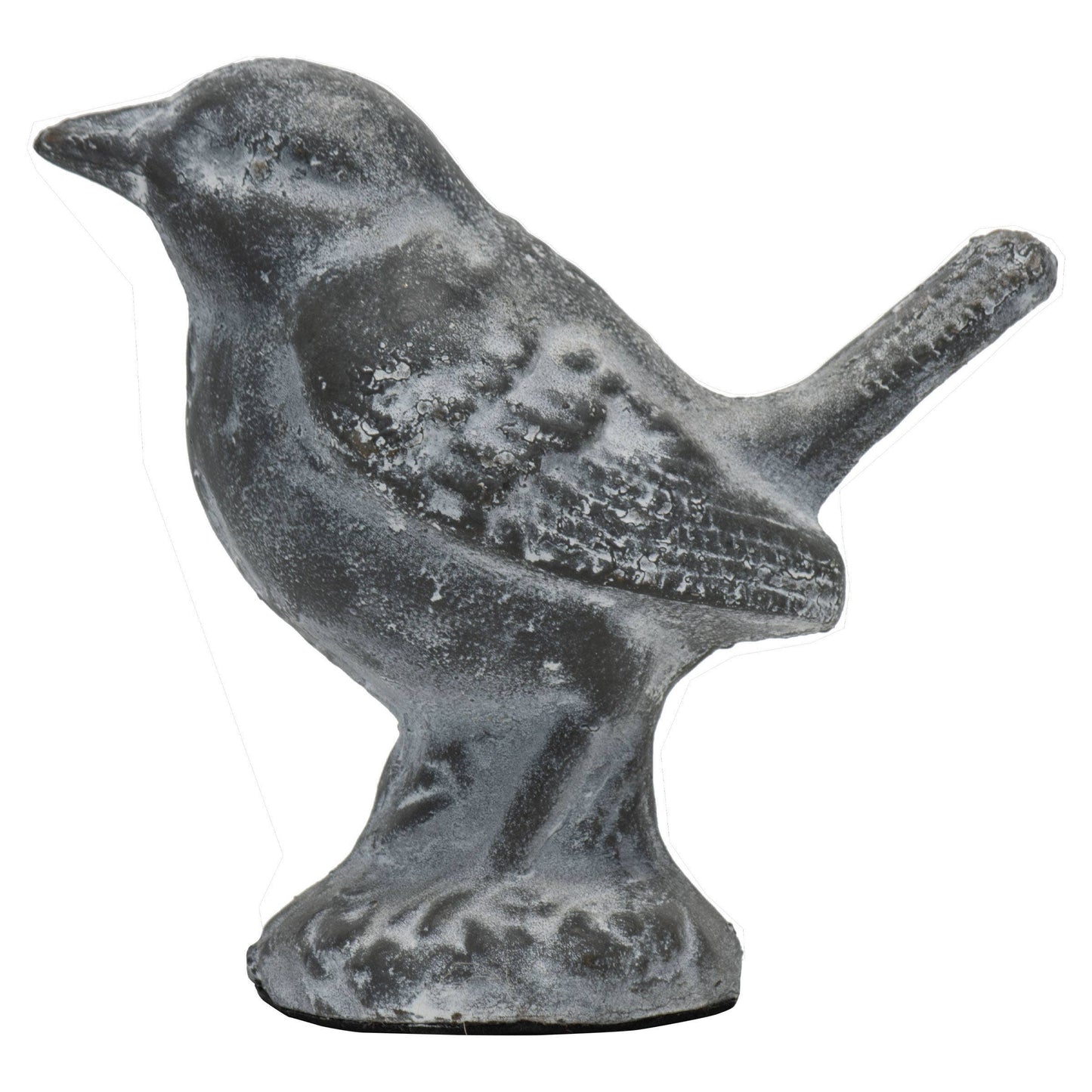 Flora Gray Vintage Whitewashed Metal Bird Figurine