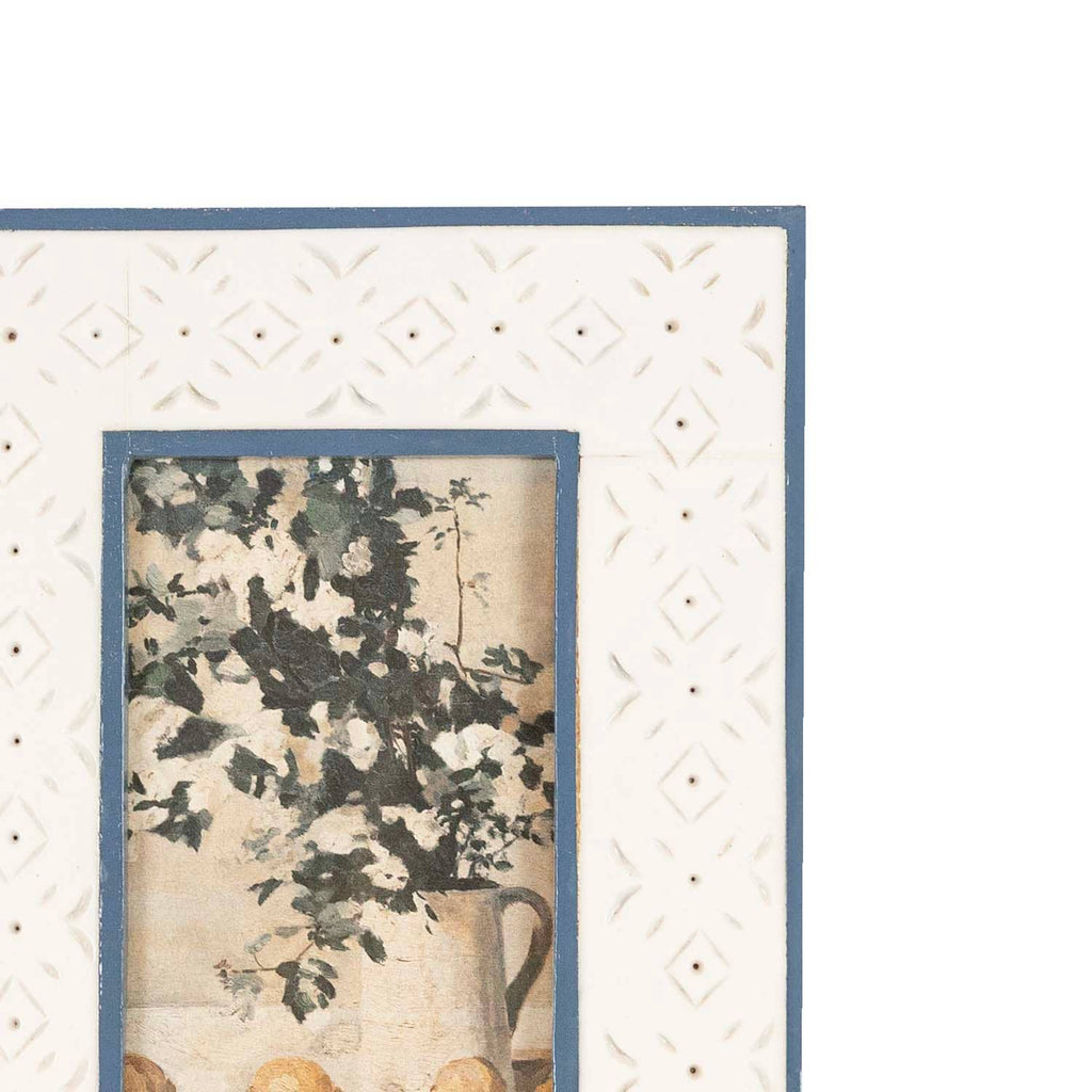 Penelope 4x6 Photo Resin Stamp Picture Frame Blue and Cream