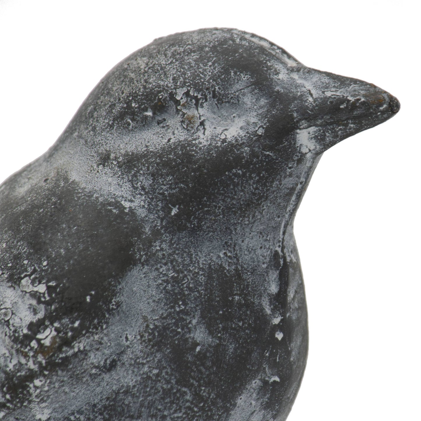 Flora Gray Vintage Whitewashed Metal Bird Figurine