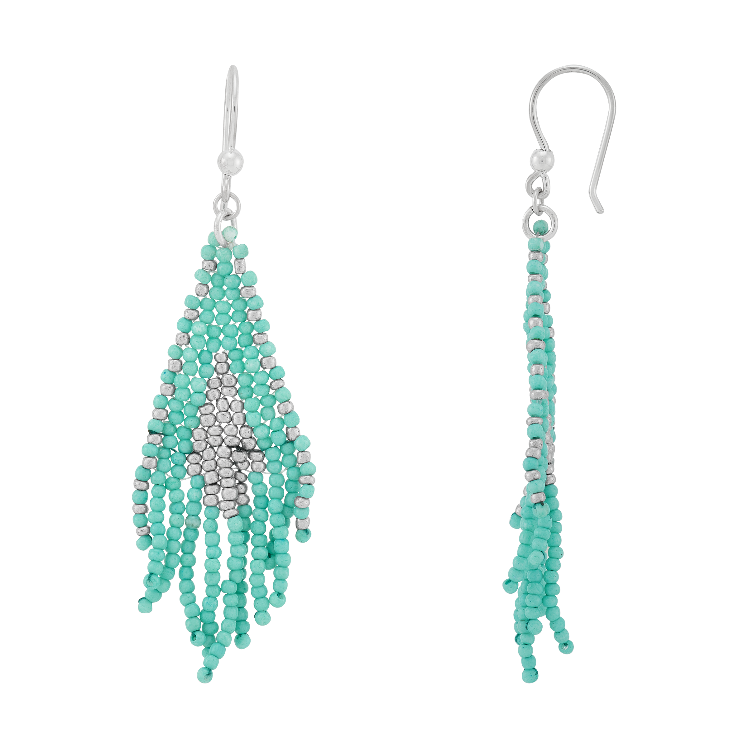 Silpada 'Tranquil Cascade' Sterling Silver Teal Seed Bead Dangle Earrings