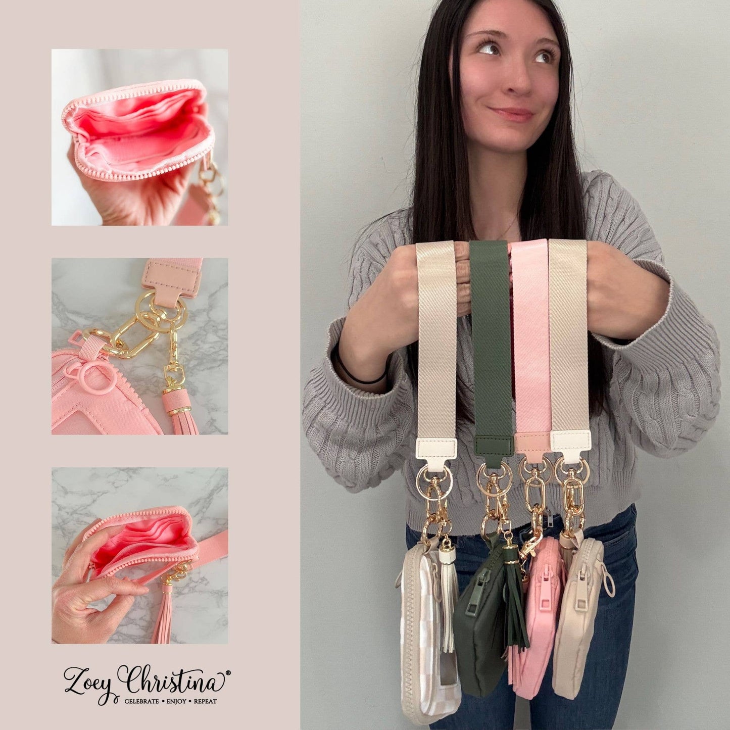 Tassel Zipper Wristlet Wallet with Clear ID Slot – 4 Colors