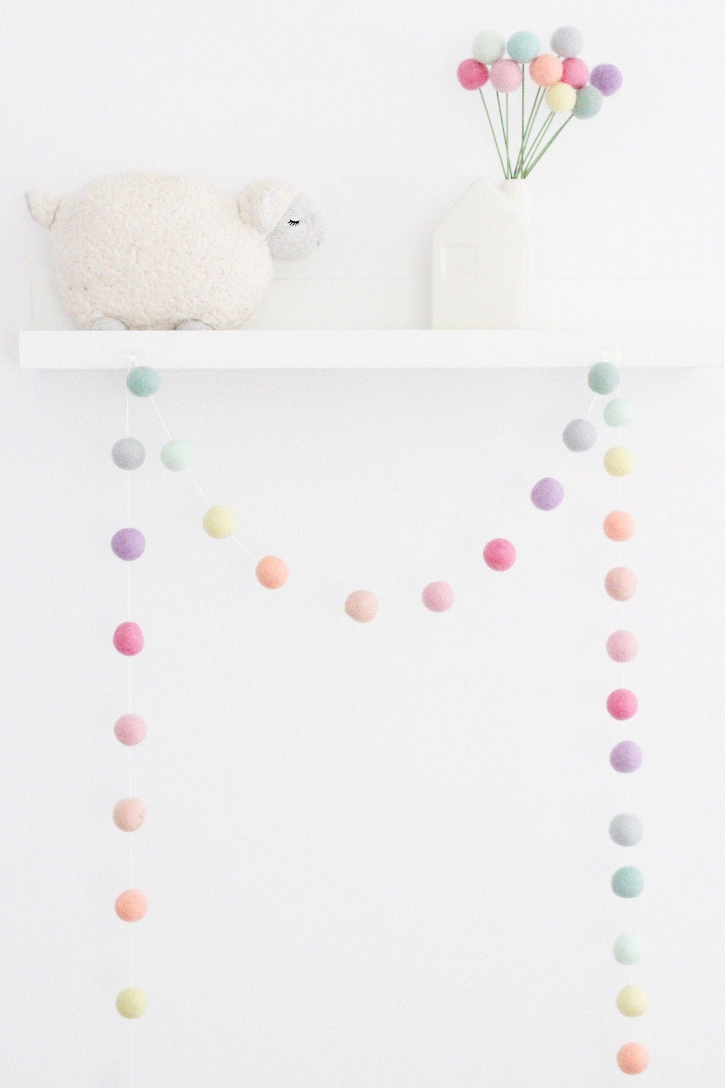 Rainbow Sorbet Felt Ball Garland