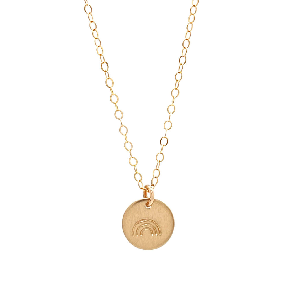 Rainbow Disc Necklace - Hypoallergenic, Waterproof, Dainty