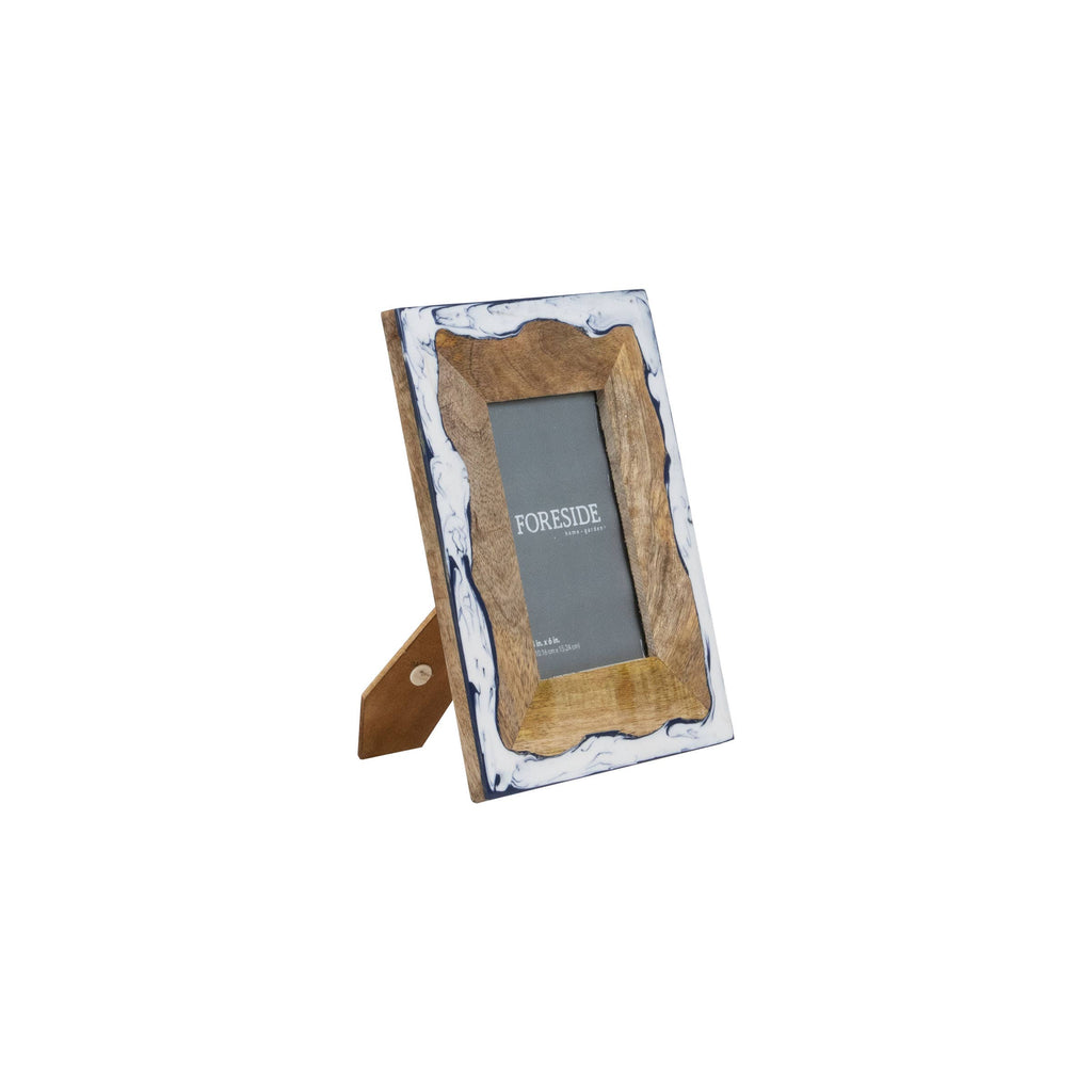 Varuna 4x6 Photo White and Blue Marbled Picture Frame