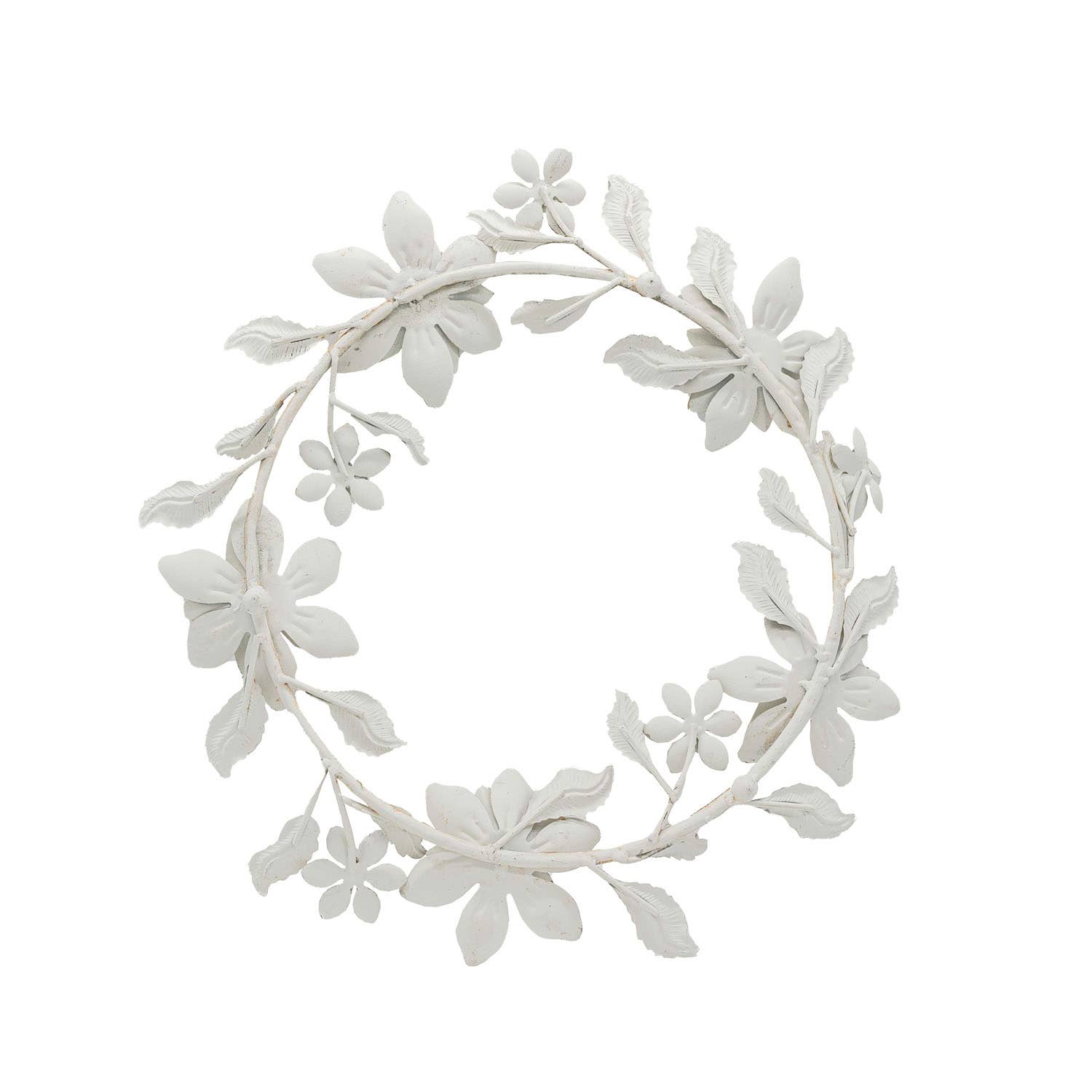 Abeline Antique Finish Floral Wreath 5 Taper Candle Holder