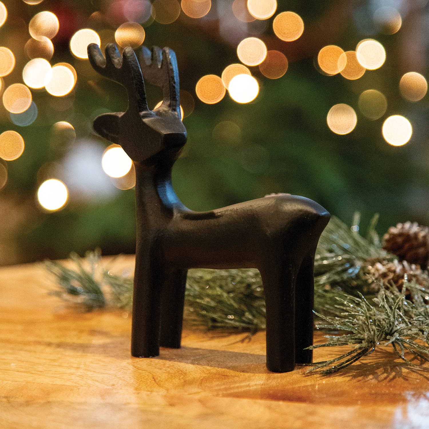 Black Cast Iron Standing Reindeer Figurine, Small