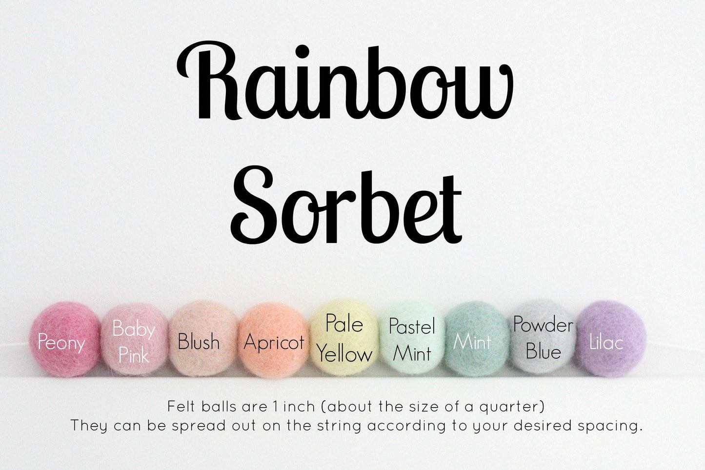 Rainbow Sorbet Felt Ball Garland