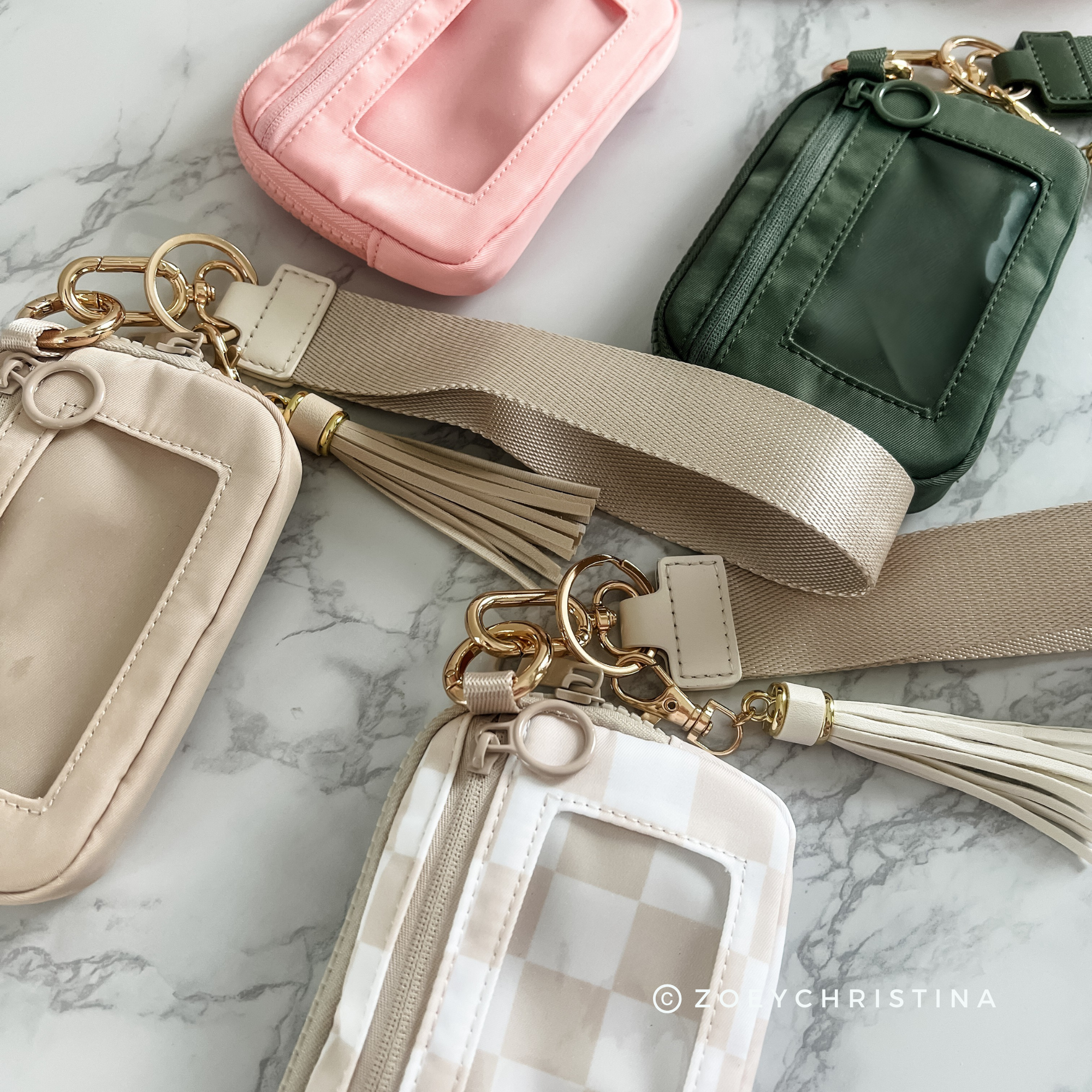 Tassel Zipper Wristlet Wallet with Clear ID Slot – 4 Colors