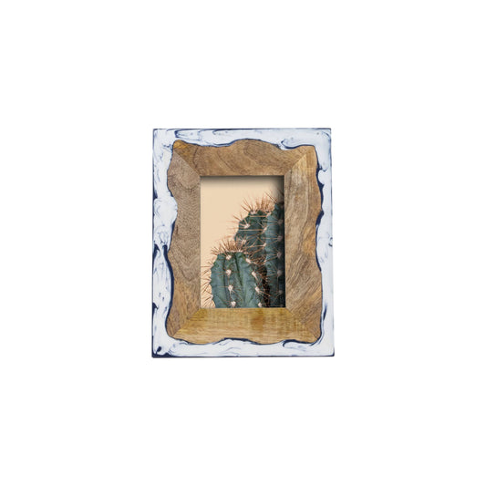 Varuna 4x6 Photo White and Blue Marbled Picture Frame