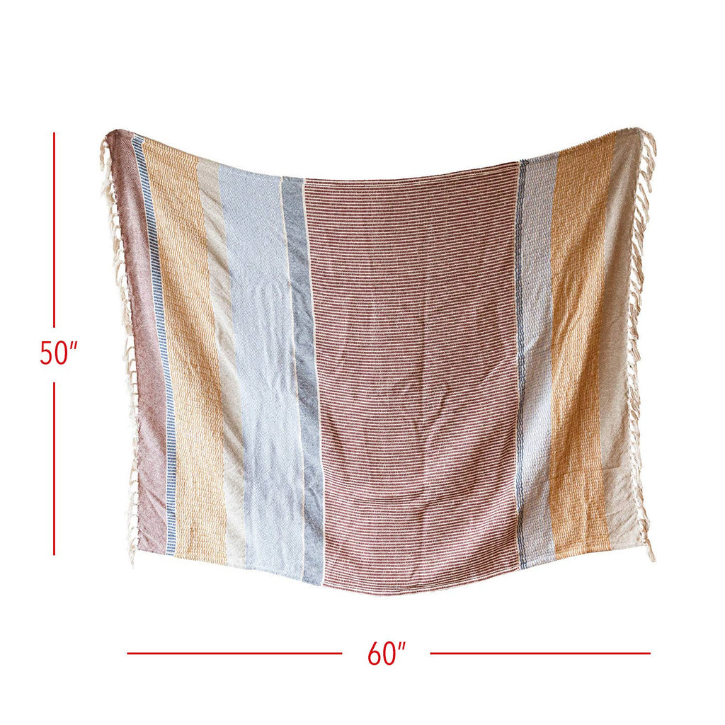 Hand Woven Gloria Striped Throw Red Multi Color