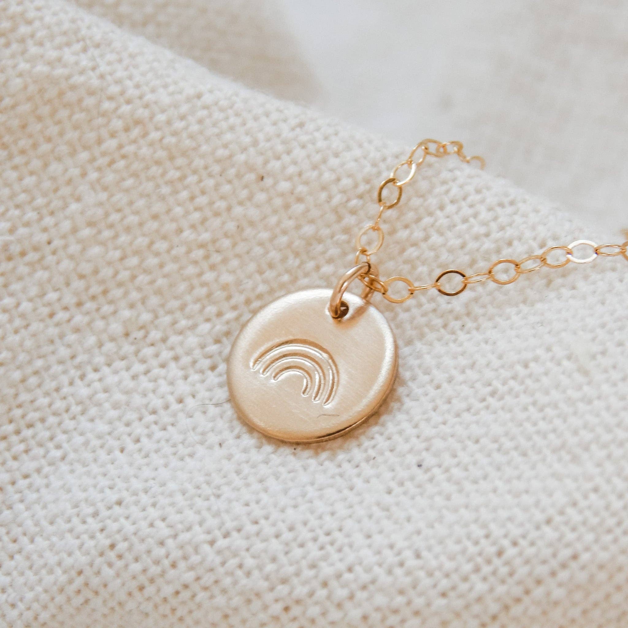 Rainbow Disc Necklace - Hypoallergenic, Waterproof, Dainty