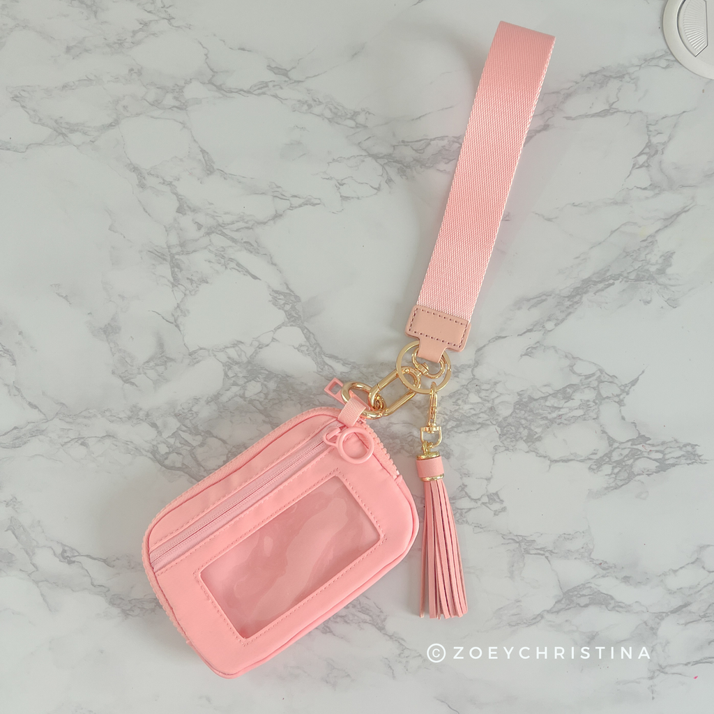 Tassel Zipper Wristlet Wallet with Clear ID Slot – 4 Colors