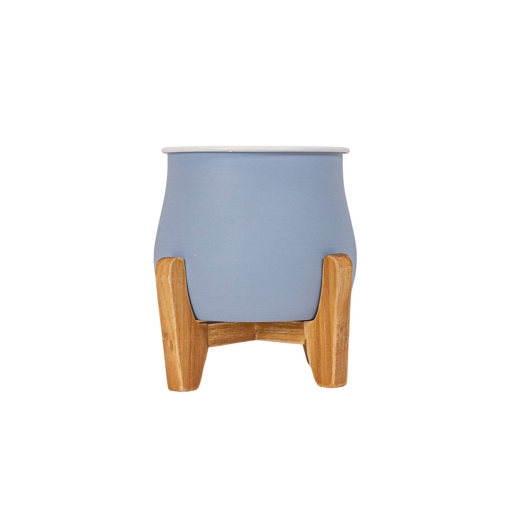 Belle Planter Pot With Stand Vintage Blue Metal