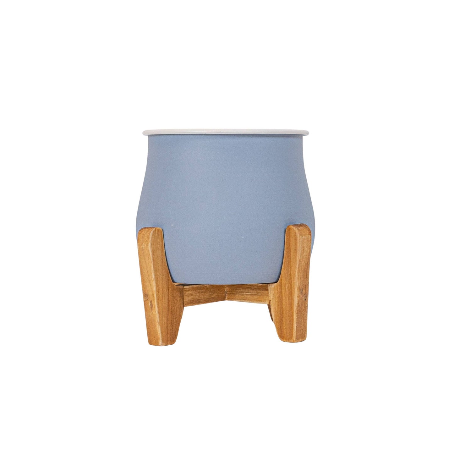 Belle Planter Pot With Stand Vintage Blue Metal