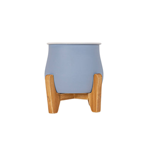 Belle Planter Pot With Stand Vintage Blue Metal