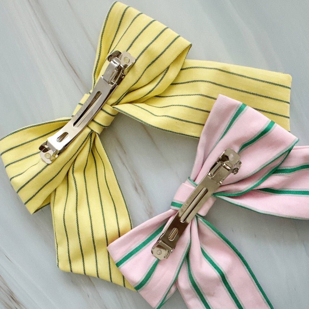 Striped Ribbon Bow Hair Clip – Classic Preppy Style
