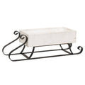 Distressed White Wood & Metal Sled