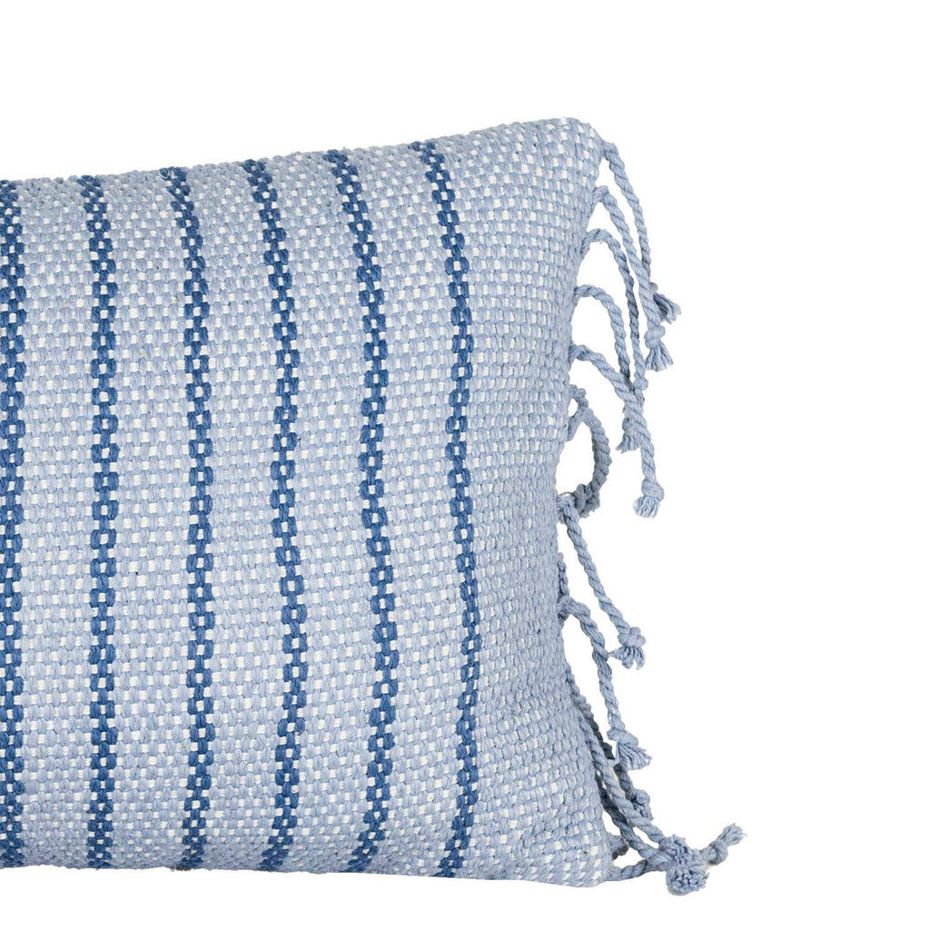14x22 Hand Woven Liberty Striped Pillow Blue