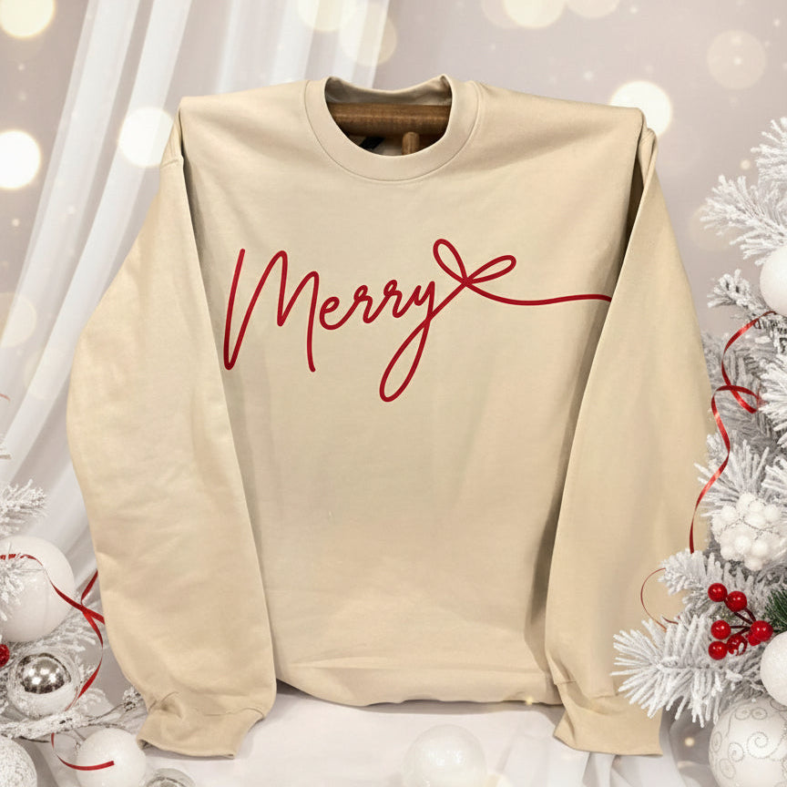Merry With A Bow Crewneck
