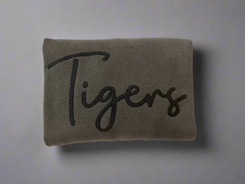 Glitter Scripted Tiger Crewneck