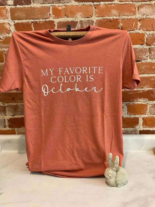 My Favorite Color is October Adult Short Sleeve Tee